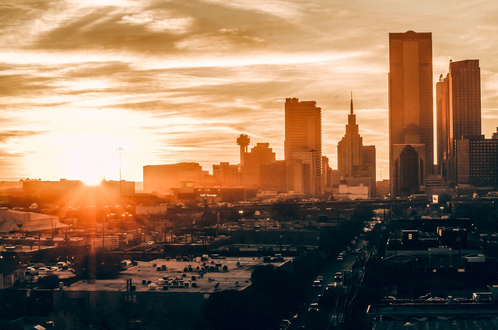 Dallas skyline at sunset