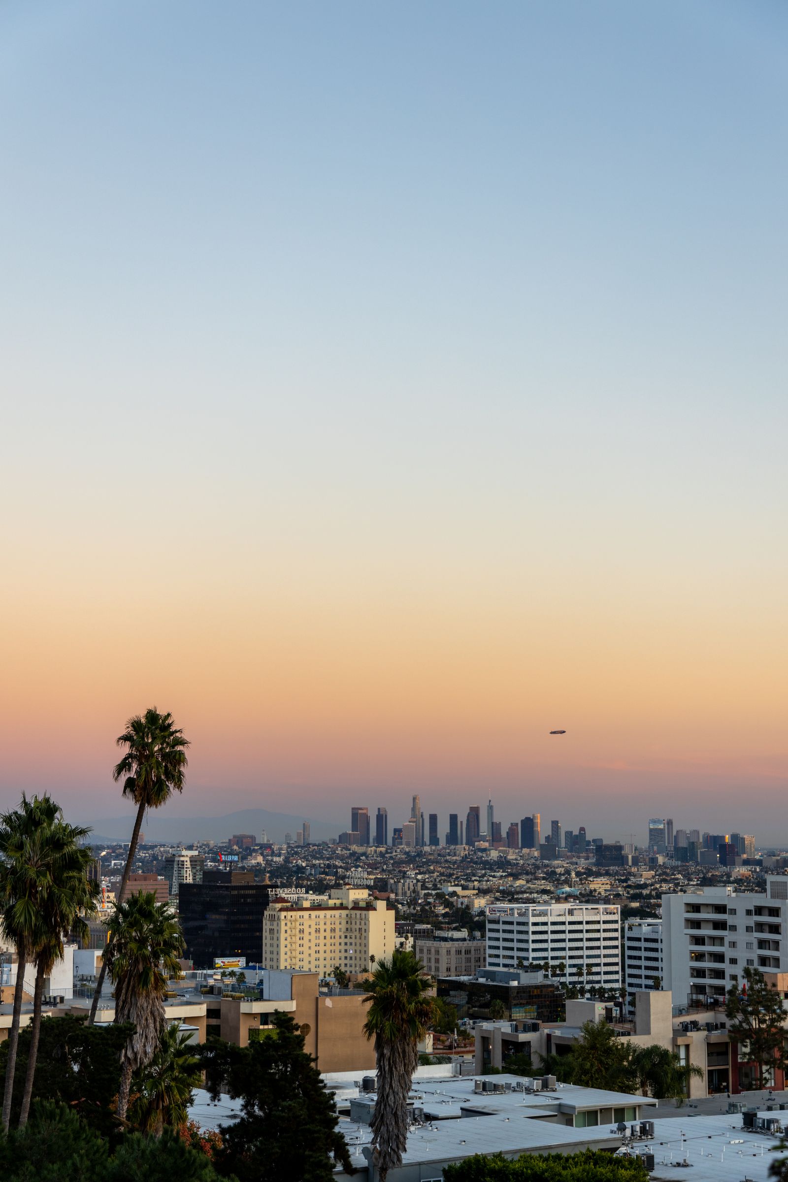 Los Angeles skyline at sunset